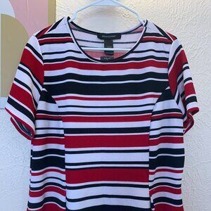 Ashley Stewart Red, Black & White Striped Knit Top – Size 14/16 (NWT)